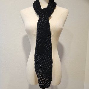 Dana Herbert Black Scarf with Cut Out Pattern- 9x60 Inches. Excellent Condition!